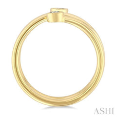 1/5 Ctw Round Shape Diamond Bezel Double Coil Fashion Ring in 14K Yellow Gold