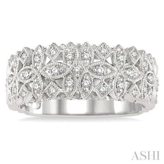 1/3 Ctw Lattice Marquise & Princess Mounts Round Cut Diamond Band in 14K White Gold