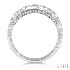 1/3 Ctw Lattice Marquise & Princess Mounts Round Cut Diamond Band in 14K White Gold