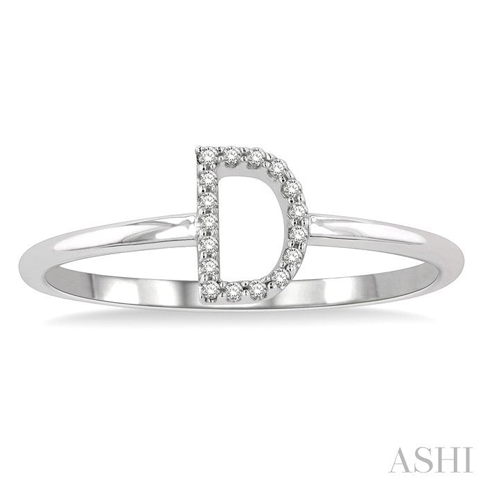 1/20 Ctw Initial 'D' Round Cut Diamond Fashion Ring in 10K White Gold