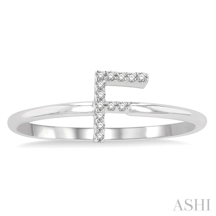 1/20 Ctw Initial 'F' Round Cut Diamond Fashion Ring in 10K White Gold