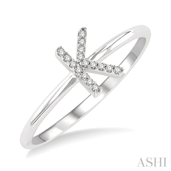 1/20 Ctw Initial 'K' Round Cut Diamond Fashion Ring in 10K White Gold