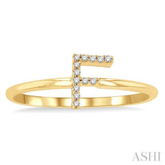 1/20 Ctw Initial 'F' Round Cut Diamond Fashion Ring in 10K Yellow Gold