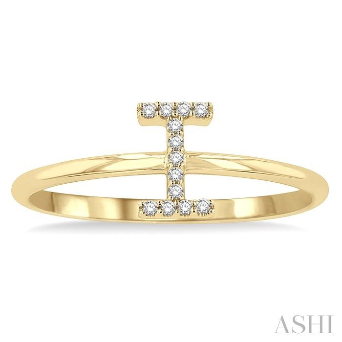 1/20 Ctw Initial 'I' Round Cut Diamond Fashion Ring in 10K Yellow Gold