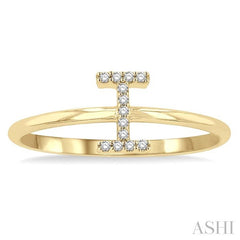 1/20 Ctw Initial 'I' Round Cut Diamond Fashion Ring in 10K Yellow Gold