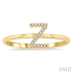 1/20 Ctw Initial 'Z' Round Cut Diamond Fashion Ring in 10K Yellow Gold