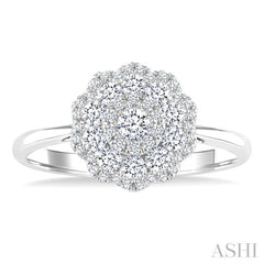 1/2 Ctw Floral Round Cut Diamond Fashion Ring in 14K White Gold
