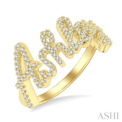 1/3 Ctw 'Ashley' Script Name Round Cut Diamond Ring in 10K Yellow Gold