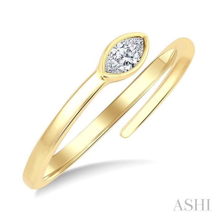 1/6 Ctw Bypass Bezel Set Marquise Cut Diamond Open Fashion Ring in 14K Yellow Gold