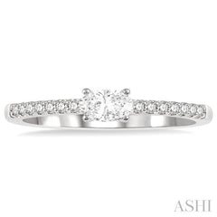 1/3 Ctw Oval Cut & Round Cut Diamond East West Ring in 14K White Gold
