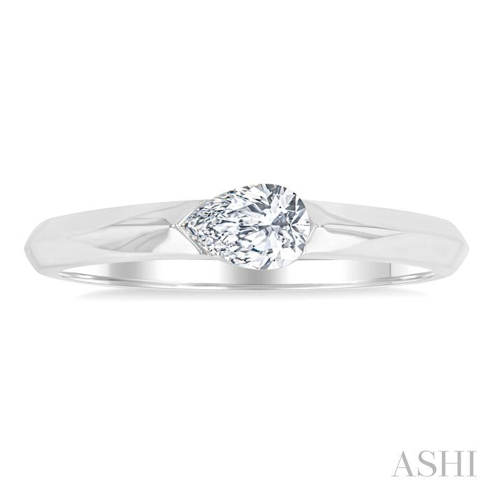 1/3 Ctw East-West Set Pear Cut Diamond Fashion Ring in 14K White Gold