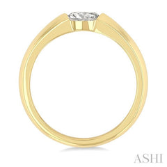 1/3 Ctw East-West Set Oval Cut Diamond Solitaire Fashion Ring in 14K Yellow Gold