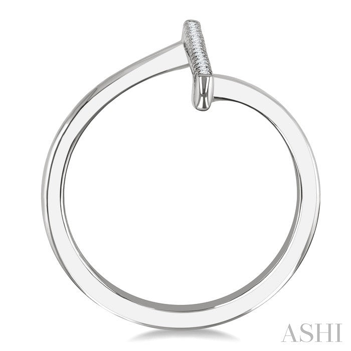 1/10 Ctw Wide Bypass Bar Intersection Round Cut Diamond Lightweight Fashion Ring in 10K White Gold