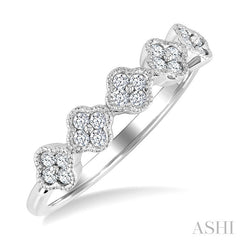 1/4 Ctw Clover Motif Round Cut Diamond Fashion Ring in 14K White Gold