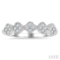 1/4 Ctw Clover Motif Round Cut Diamond Fashion Ring in 14K White Gold