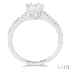 1/3 Ctw Pear Shape Round Cut Diamond Fashion Ring in 14K White Gold