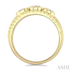 3/4 Ctw 3-Stone Bezel Set Round Cut Diamond Fashion Ring in 14K Yellow Gold