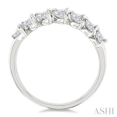 3/4 Ctw Split Twin Row Marquise and Baguette Cut Diamond Fashion Ring in 14K White Gold