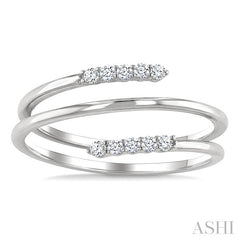 1/6 Ctw Split Double Spring Coil Round Cut Diamond Open Fashion Ring in 10K White Gold 