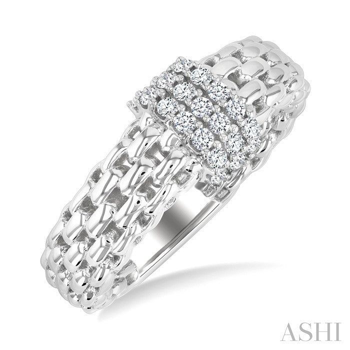1/3 Ctw Bold Chunky Cable Chain Inspired Round Cut Diamond Fashion Ring in 14K White Gold