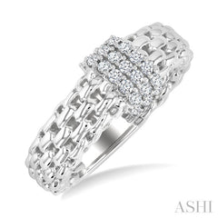 1/3 Ctw Bold Chunky Cable Chain Inspired Round Cut Diamond Fashion Ring in 14K White Gold