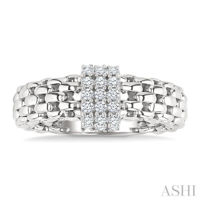 1/3 Ctw Bold Chunky Cable Chain Inspired Round Cut Diamond Fashion Ring in 14K White Gold