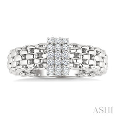 1/3 Ctw Bold Chunky Cable Chain Inspired Round Cut Diamond Fashion Ring in 14K White Gold