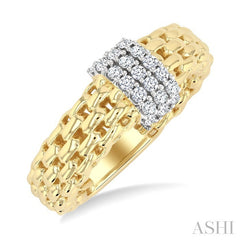 1/3 Ctw Bold Chunky Cable Chain Inspired Round Cut Diamond Fashion Ring in 14K Yellow Gold