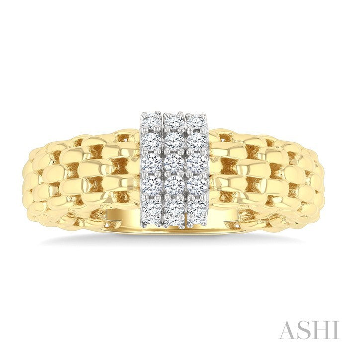 1/3 Ctw Bold Chunky Cable Chain Inspired Round Cut Diamond Fashion Ring in 14K Yellow Gold