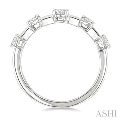 3/4 Ctw Oval Cut Diamond Half Eternity 5-Stone Fashion Band in 14K White Gold