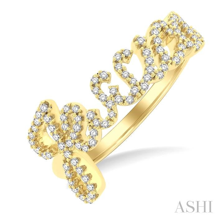 1/3 Ctw 'Jessica' Script Name Round Cut Diamond Ring in 10K Yellow Gold