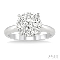 1 Ctw Round Cut Lovebright Diamond Ring in 14K White Gold