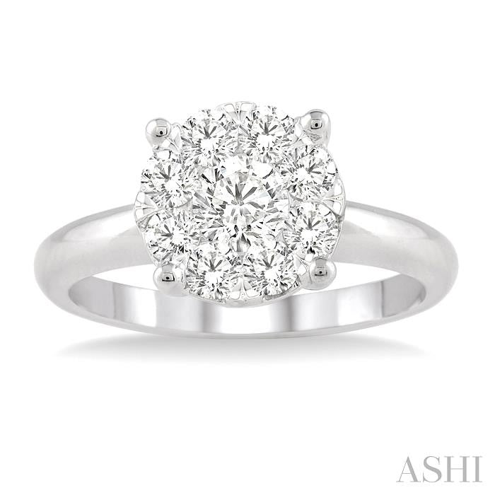 1 Ctw Round Cut Lovebright Diamond Ring in 14K White Gold