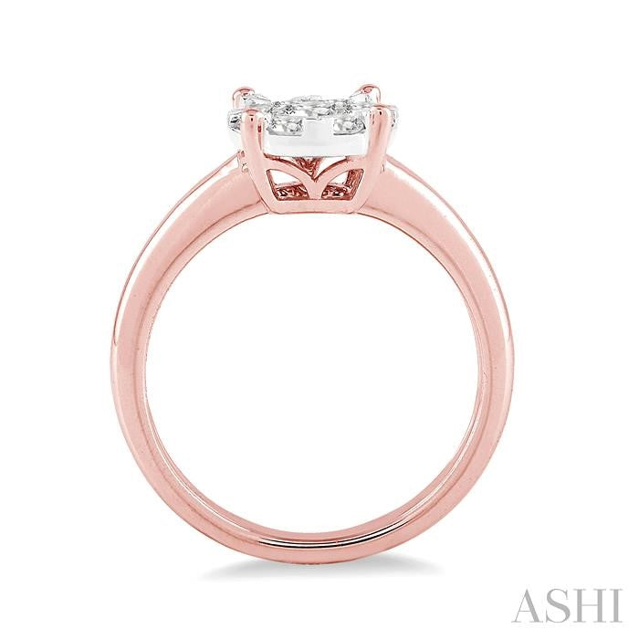1/4 Ctw Lovebright Round Cut Diamond Ring in 14K Rose and White Gold