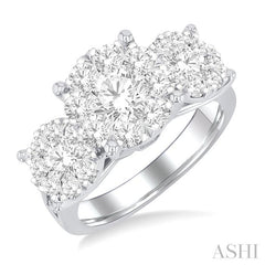 2 1/2 Ctw Lovebright Round Cut Diamond Ring in 14K White Gold