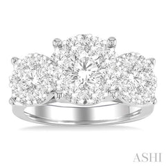 2 1/2 Ctw Lovebright Round Cut Diamond Ring in 14K White Gold