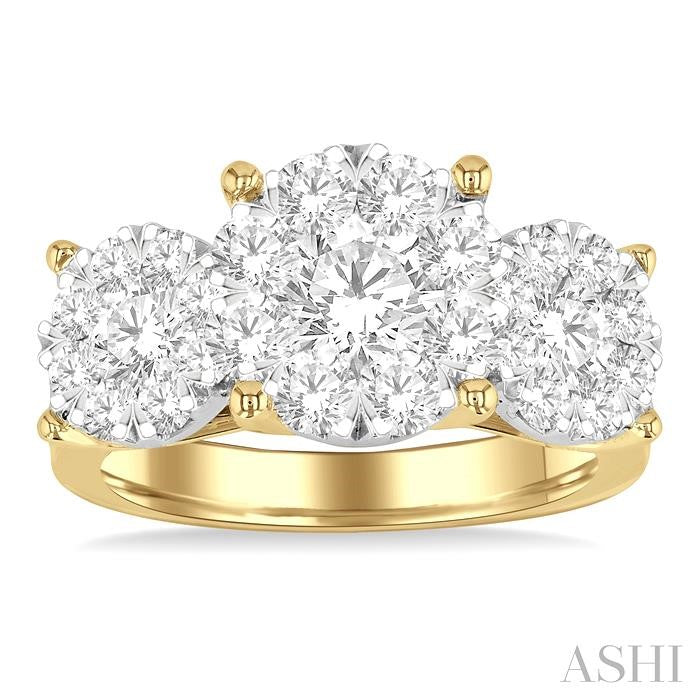 2 1/2 Ctw Lovebright Round Cut Diamond Ring in 14K Yellow and White Gold