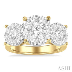 2 1/2 Ctw Lovebright Round Cut Diamond Ring in 14K Yellow and White Gold