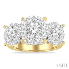 3 Ctw Lovebright Round Cut Diamond Ring in 14K Yellow and White Gold