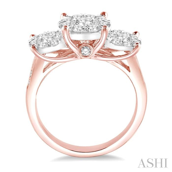 1 1/2 Ctw Lovebright Round Cut Diamond Ring in 14K Rose and White Gold