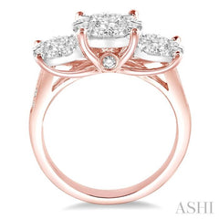 2 Ctw Lovebright Round Cut Diamond Ring in 14K Rose and White Gold