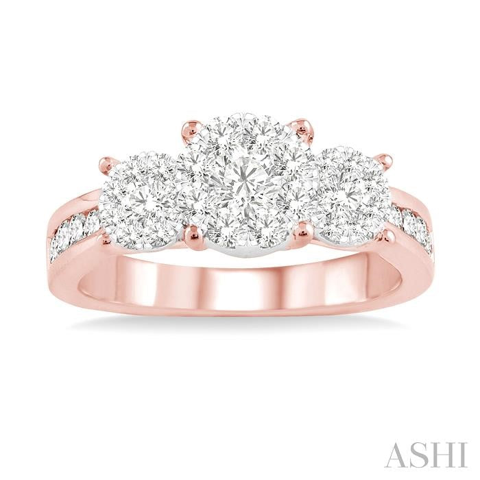3/4 Ctw Lovebright Round Cut Diamond Ring in 14K Rose and White Gold