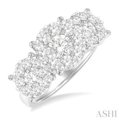 2 1/2 Ctw Lovebright Round Cut Diamond Ring in 14K White Gold