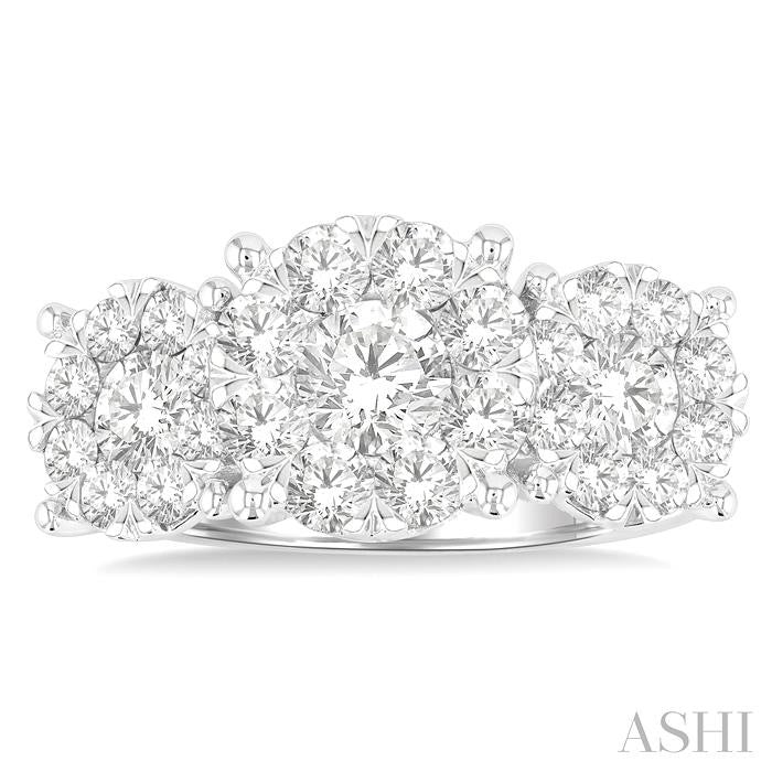 2 1/2 Ctw Lovebright Round Cut Diamond Ring in 14K White Gold