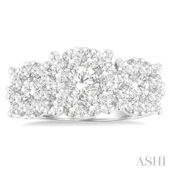 2 1/2 Ctw Lovebright Round Cut Diamond Ring in 14K White Gold