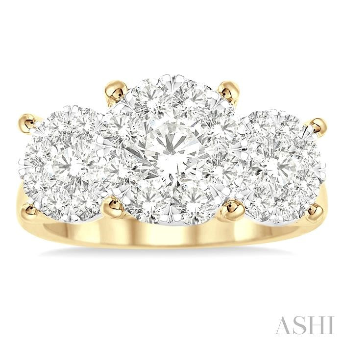 2 Ctw Lovebright Round Cut Diamond Ring in 14K Yellow and White Gold