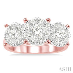 1 1/2 Ctw Lovebright Round Cut Diamond Ring in 14K Rose and White Gold