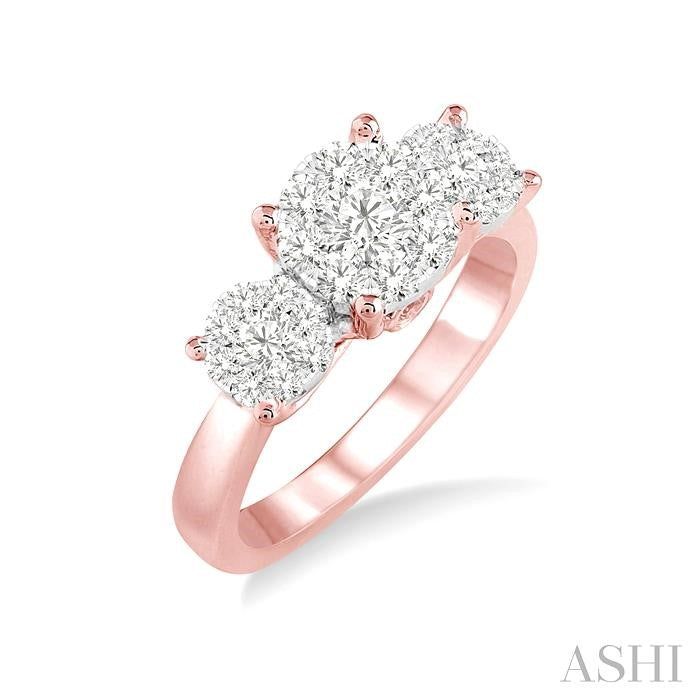 1/2 Ctw Lovebright Round Cut Diamond Ring in 14K Rose and White Gold