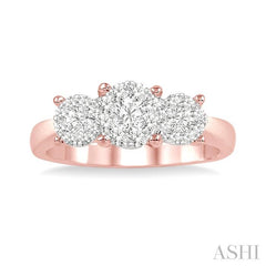 1/2 Ctw Lovebright Round Cut Diamond Ring in 14K Rose and White Gold