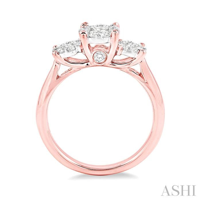 1/2 Ctw Lovebright Round Cut Diamond Ring in 14K Rose and White Gold